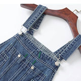 WIAOFELLAS -  Summer Workwear Denim Bib Shorts Couple Loose Causal High Street Straight Pants Men Overalls Jumpsuits Male Clothing