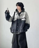 WIAOFELLAS  -  Tie Dye Design Men's Jackets Lapel Denim Contrast Color Casual Niche Tops Single Breasted Loose Male Coats Spring