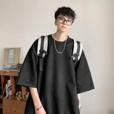 Wiaofellas  -  Imitation Suede Short-sleeved T-shirt Summer New American Men's T-shirt Loose Trendy Brand Student Half-sleeved Clothes