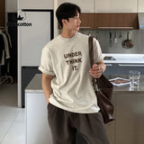 Wiaofellas  -  Men‘s Korean Loose Fit Short Sleeve T-Shirt for Spring/Summer | Graphic Print Top 100% Cotton, Breathable, Sweat-Wicking