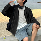 WIAOFELLAS  -  Men Shirt Mesh Transparent Long Sleeve Zipper Korean Oversize Men Clothing Streetwear Fashion Tops Male Cardigan