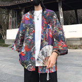 WIAOFELLAS  -  Japanese Style Men's Lightweight Kimono Jacket Dragon Print Kimono Cardigan New Arrival Street Shirt Harajuku Kimono Couple Tops