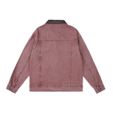 Wiaofellas  -  Men Solid Denim Jackets Fashion Motorcycle Vintage Jeans Jackets Hommes Loose Cotton Casual Black Pink Coats Denim Outwear