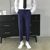 WIAOFELLAS  -  Size 27-36 Men Pants Ankle Length Spring Summer Autumn Fashion Casual Cotton Slim Straight Long Chinos Slacks Business Black