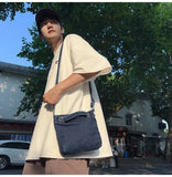 WIAOFELLAS  -  Personality washed denim bag men's new shoulder bag simple Joker Messenger bag fashion sports mobile phone bag
