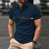 Wiaofellas  -  Short Sleeved Lapel T-Shirt For Men With Button Stripes 3d Printed Summer Casual And Comfortable Sports Polo Top