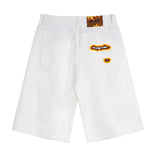 Wiaofellas  -  Vintage Ripped Denim Shorts Embroidery Streetwear Casual Jeans Shorts For Male