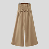WIAOFELLAS  -  Men Wide Leg Pants Solid Color High Waist Joggers Casual Trousers Men Pleated Streetwear 2025 Fashion Male Pants S-5XL