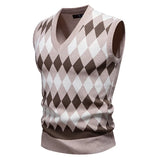 WIAOFELLAS  -  Autumn and Winter Men's New Knitted Sweater Vest Fashionable V-neck Sweater Vest Loose Pullover