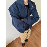 WIAOFELLAS  -  cleanfit American retro blue jacket men's spring and autumn high-end short loose stand-up collar jacket