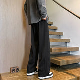 Wiaofellas  -  New Men's Side Stripe Sweatpants Casual Drawstring Baggy Trousers Y2K Vintage Gym Jogger Pants Streetwear Pantalones Hombre