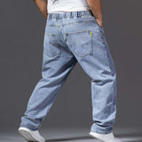 WIAOFELLAS  -  Obese Men's Jeans Overiszed Loose Elastic waist Thick Leg Straight Pants Spring Autumn Fat Man Denim Trousers Plus Size 6XL