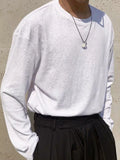 WIAOFELLAS  -  Fashionable Simple Long Sleeved T-shirt Solid Color Loose Sunscreen Tops Korean Slightly Transparent Thin Men's Bottom Tshirts