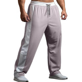 WIAOFELLAS  -  Mens Pants Sports Gym Contrast Color Casual Pants Jogging Exercise Slightly Stretch Soft Elastic Wide Leg Pants Men'S Clothing