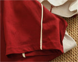 WIAOFELLAS  -  Athleisure style V-neck short-sleeved T-shirt male couple pure cotton color splicing summer fashion half sleeve base T