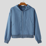 WIAOFELLAS  -  Men Hoodies Solid Color Zipper Hooded Long Sleeve Casual Male Sweatshirts Streetwear Spring 2026 Fashion Outerwear Men