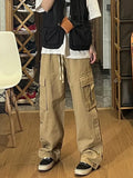 WIAOFELLAS  -  New Men Cargo Pants Harajuku Style Straight Casual Pants Men Solid Big Pockets Loose Wide Leg Design Trousers