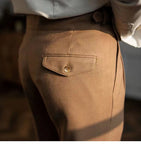 WIAOFELLAS  -  Fashion Vintage Men Pants British Style High Waist Business Casual Straight Trousers Spring Autumn Slim Fits Naples Kolger Pant