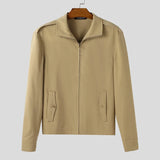 WIAOFELLAS  -  Men Jackets Solid Lapel Long Sleeve Zipper Casual Male Coats Streetwear Korean Style Fashion Thin Jackets Men Outerwear