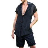 WIAOFELLAS  -  Early Spring Hooded Vest Men's Vest Street Trend Solid Color Casual Top for Men