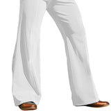 Wiaofellas  -  Men's Striped Corduroy Wide Leg Flared Pants Casual Loose Fit Button Elastic Waist Lightweight Breathable Retro Trousers S-3XL