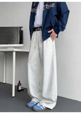 WIAOFELLAS  -  Trendy Men's Drawstring Design Contrast Color Trousers New Fashion Summer Loose High-waisted Wide Leg Pants Male