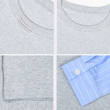 WIAOFELLAS  -  Japanese Korean Casual Sweatshirts Men Straight Base Shirt Splicing Striped Sleeves Fake Two-piece Solid Color Pullover T-shirt