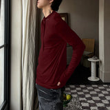 WIAOFELLAS  -  Men T Shirt Solid Color Lace Up Long Sleeve Casual Male Tee Tops Streetwear Korean Style Fashion Men Clothing S-3XL