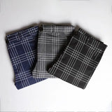 WIAOFELLAS  -  Plus Size S-3XL Men Pants Spring Summer Autumn  Casual Cotton Plaid Slim  Skinny  Long Business Chinos Slacks  Pants Black Gray