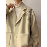 Wiaofellas  -  New Embroidered Casual Versatile Suit Jacket Men's Design Handsome Flat Lapel Top