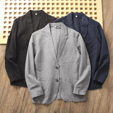 Wiaofellas  -  Japanese Sle Linen Bubble irt Men's Summer Lightweight Casual Suit Jaet Breathable Comfortable Spring Faion Trend