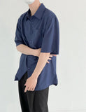 WIAOFELLAS  -  New Men's Casual Business Solid Color Short Sleeve Shirts Classic Pocket Button Up Cargo Shirt Y2K Streetwear Basic Blouse