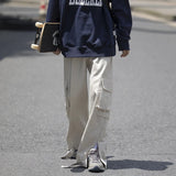 Wiaofellas leg Large widePocket Cargo Pants Men Khaki Cargo Trousers Neutral Vintage Loose Casual Autumn Japanese Streetwear Hip Hop
