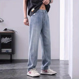 WIAOFELLAS  -  Streetwear Fashion Men Straight Jeans Spring Summer Korean Male Clothes Loose Vintage Casual Light Blue Denim Wide Leg Trousers