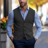 Wiaofellas  -  Daily Casual V Neck Knitted Vests Mens Fashionable Solid Color Slim Fit Tank Tops Men Autumn Outdoor Knitting Camisole