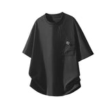 WIAOFELLAS  -  Summer Casual Versatile Short-sleeved Pocket Design Basic T-Shirt Men Round Neck Top Loose Large Size T-shirt Tops