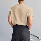 WIAOFELLAS  -  Men T Shirt Solid Color O-neck Short Sleeve Zipper Male Tee Tops Streetwear Loose Summer Fashion Casual Men Clothing