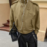 WIAOFELLAS  -  Men Jackets Solid Color Stand Collar Long Sleeve Zipper Button Male Coats Streetwear Fashion Casual Jackets Outerwear