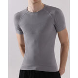Wiaofellas  -  Men's Fitness Short Sleeve T-Shirt Summer Running Quick Dry Breathable Knit Tee Men Sports Skinny T-shirt Outdoor