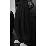 WIAOFELLAS  -  Maillard suede ribbon pants for men's high-end draping and velvet scimitar pants American casual trousers