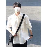 WIAOFELLAS  -  White Long Sve irt Youthful Sle Inner Wear for Men Spring Season Loose Fit Faionable Youth Japanese Sensation