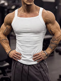 Wiaofellas  -  Fashion Stretchy Slim Ribbed Vest Tops Men Sports Casual Sleeveless Camisoles Summer Mens Daily Leisure Breathable Tank Top