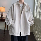 Wiaofellas  -  Men's Suede Jacket American Style Spring Autumn High Sensation Cool Streetwear Baseball Uniform Loose Casual Lapel Coat