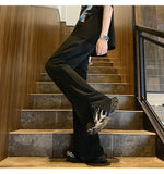 WIAOFELLAS  -  Brown Black Baggy Suit Pants Men Fashion Social Mens Dress Pants Korean Loose Straight Flared Pants Mens Office Formal Trousers