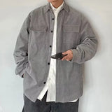 WIAOFELLAS  -  Retro Corduroy Shirt Men Loose Casual Workwear Jacket American Style Fashion