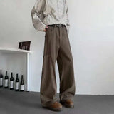 WIAOFELLAS  -  Trendy Summer Men's Irregular Patchwork Design Solid Color Trousers Fashion High-waisted Loose Wide Leg Pants Male