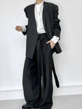WIAOFELLAS  -  Trendy High Waist Drawstring Trousers Mens Streetwear Stylish Pleated Suit Pants Spring Autumn Casual Solid Color Loose Trousers