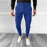 Wiaofellas  -  Solid Color Pleated Suit Trousers For Men Spring Autumn Casual Slim Fit Pencil Pants Mens Office Clothing Streetwear Male Pants