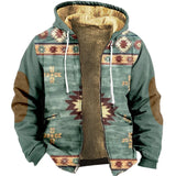 WIAOFELLAS  -  Zipper Hoodies for Men Casual Green Plaid Graphic Prints Winter Coat Long Sleeve Sweatshirt Casual Hooded Jacket Outerwear