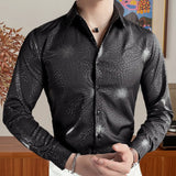 WIAOFELLAS Shiny Hot Diamond Shirt Men Long-sleeved Slim Casual Bottoming Shirt Nightclub Clothing Social Party Stage Singer Chemise Homme